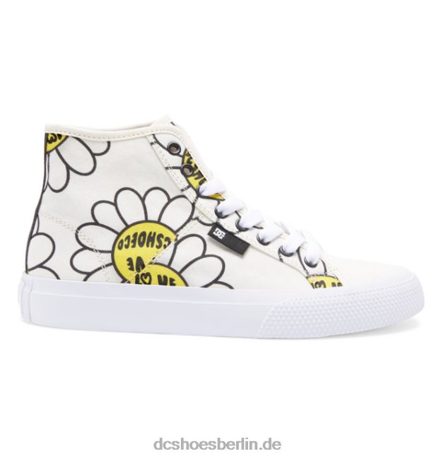 High-Top-Segeltuchschuhe für DamenDC Shoes weiß/schwarz/Blume 486FT470