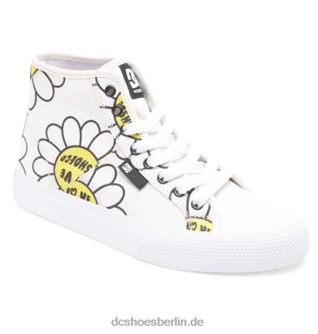High-Top-Segeltuchschuhe für DamenDC Shoes weiß/schwarz/Blume 486FT470