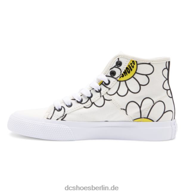 High-Top-Segeltuchschuhe für DamenDC Shoes weiß/schwarz/Blume 486FT470